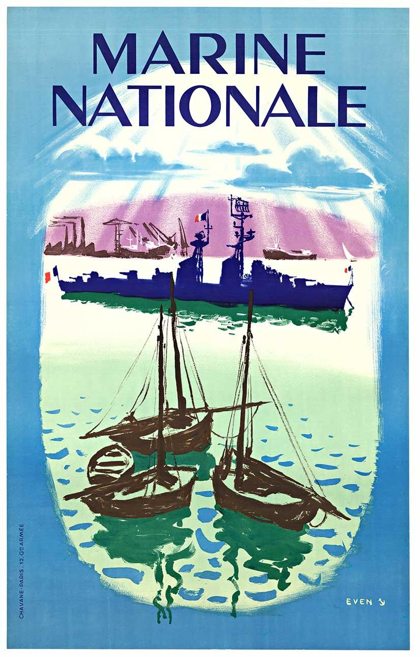 Landscape Print de Evan - Cartel naval francés de época "Marine Nationale" original