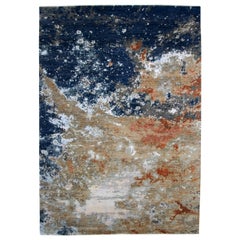 Evan, Transitional Abstract Hand Knotted Area Rug, Navy