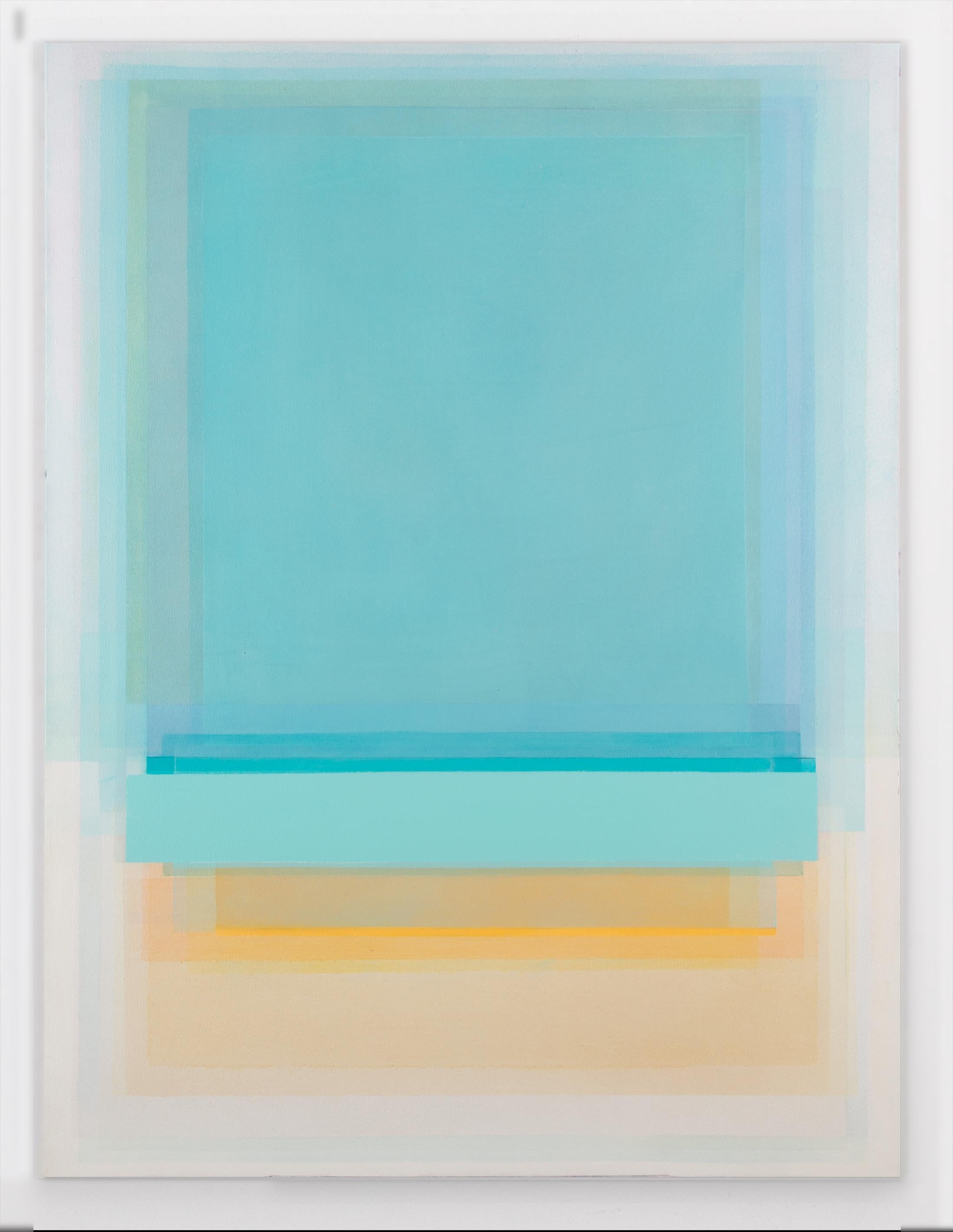 FT 2 - Pastel color blue dominant abstract geometric painting on canvas