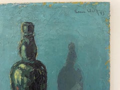 1943 War Period Textured Still Life Of Table With Oranges And Bottle