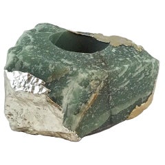 Evandro Quartz Votive Holder in Green and Silver by CuratedKravet