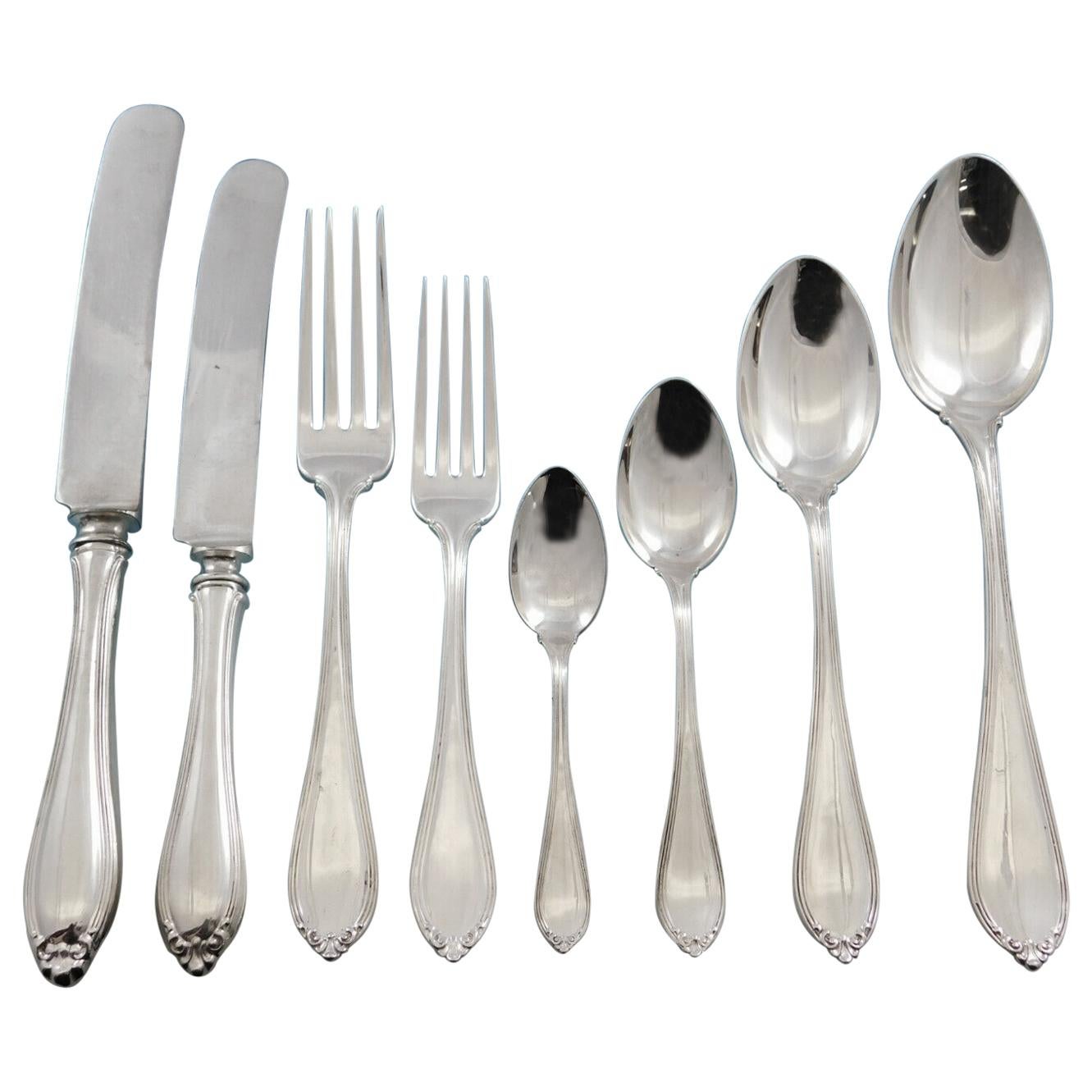 Evangeline by Alvin Sterling Silver Flatware Set for 12 Service 102 Pcs Dinner
