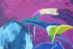 "House Plants (Blueprint)" Abstract Colorful Floral Interior Still Life Painting