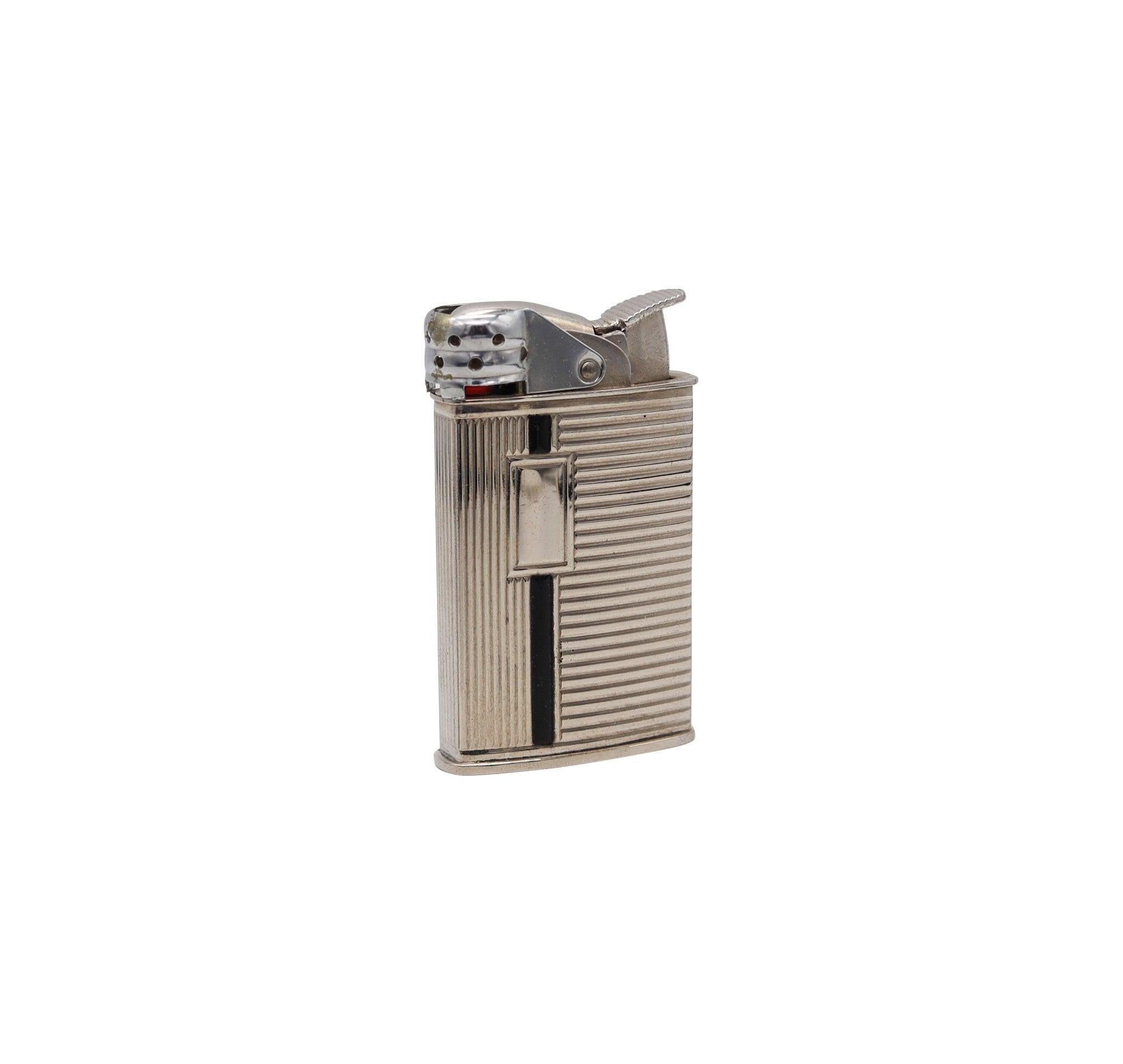 Enameled -EVANS 1940 Spitfire Pocket Lighter With Windshield Chromed Steel And Black Lacq For Sale