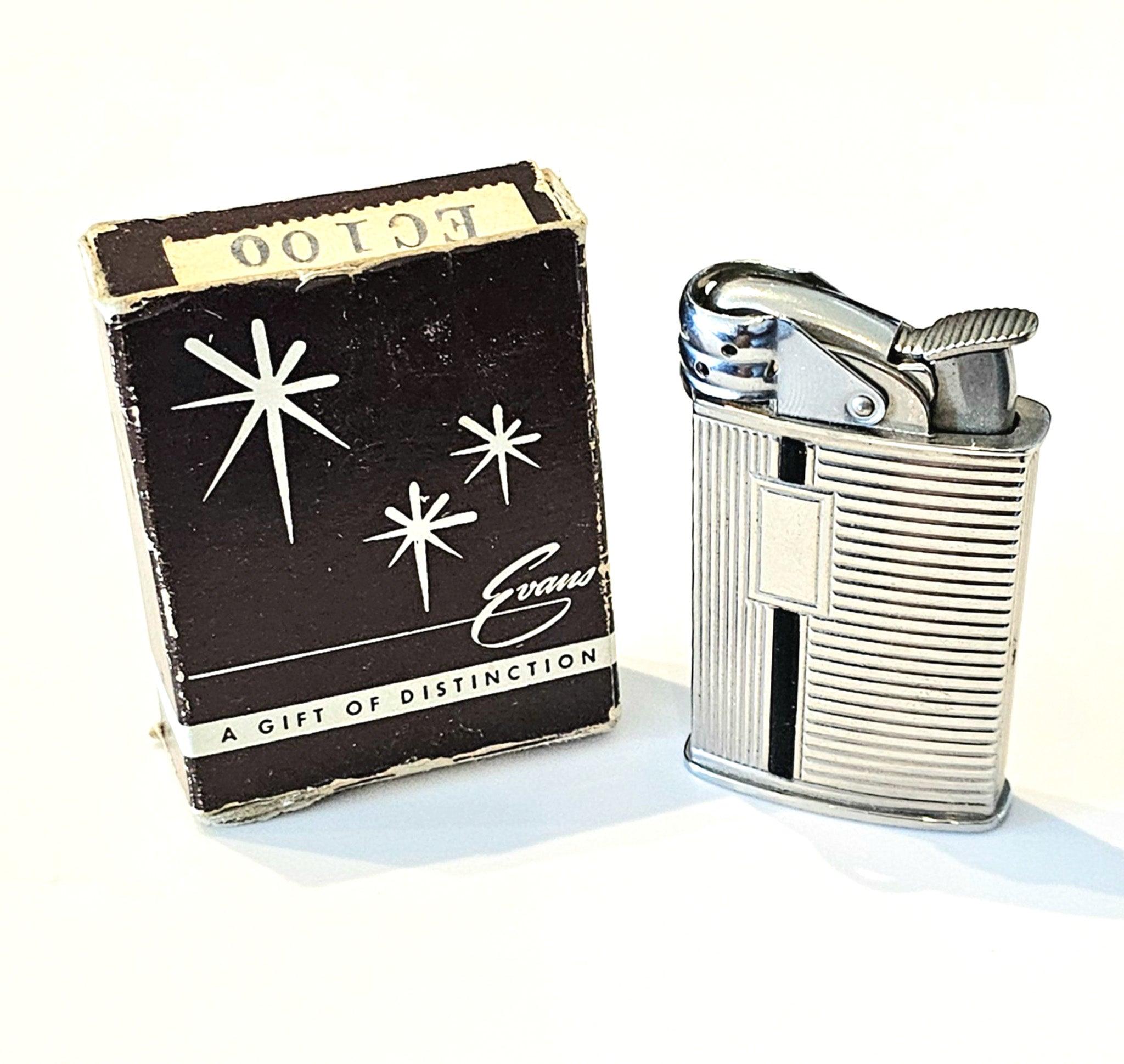 -EVANS 1940 Spitfire Pocket Lighter With Windshield Chromed Steel And Black Lacq For Sale 1