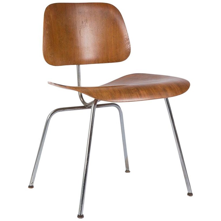 Evans Calico Ash Eames DCM Moulded Plywood Dining Chair For Sale at 1stDibs