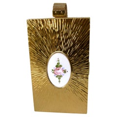 Vergoldete Guilloche-Abendtasche aus Metall mit Emaille, kompakt, ca. 1950er Jahre