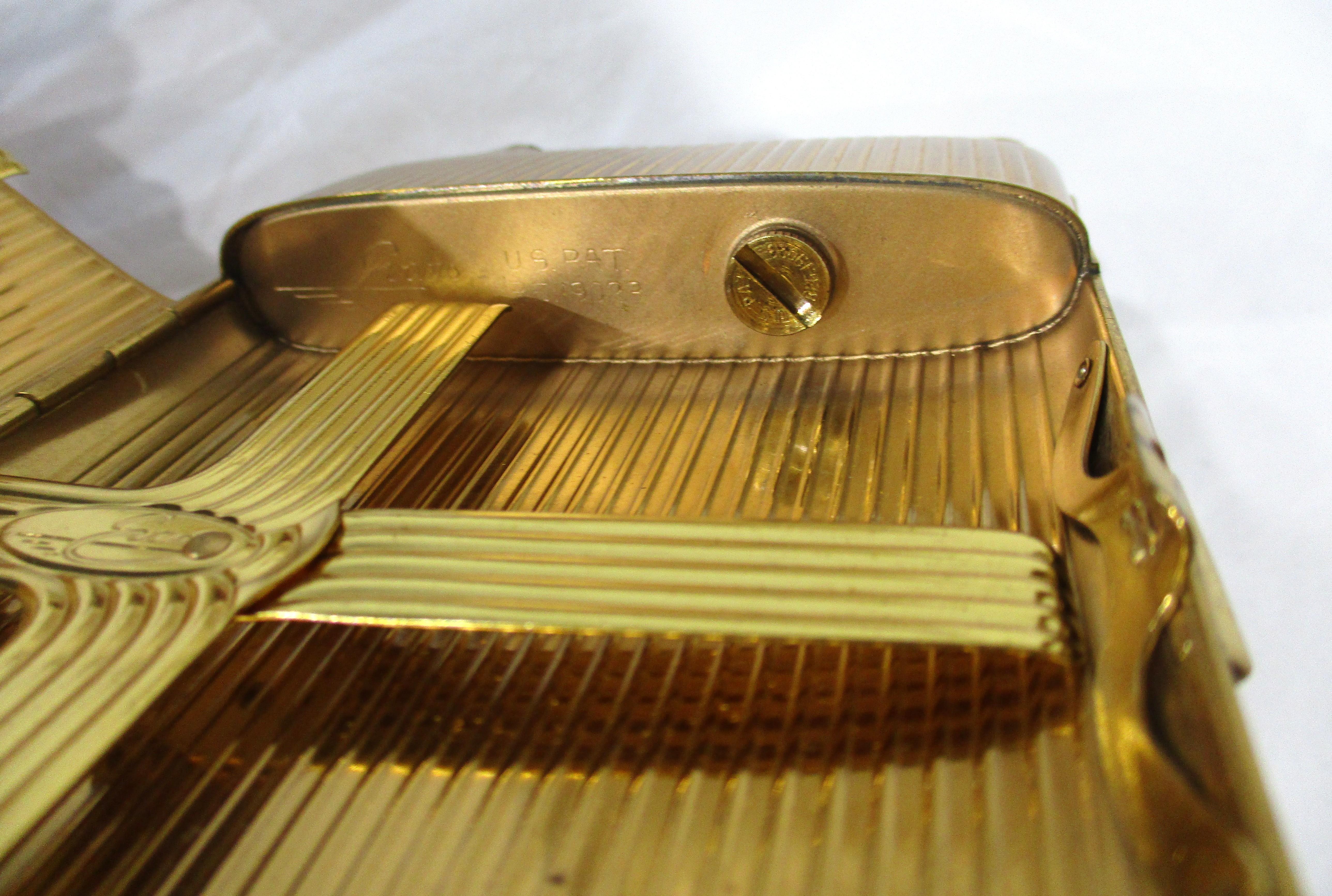 Evans Gold Toned Cigarette Case and Lighter in the style of Dunhill For Sale 1