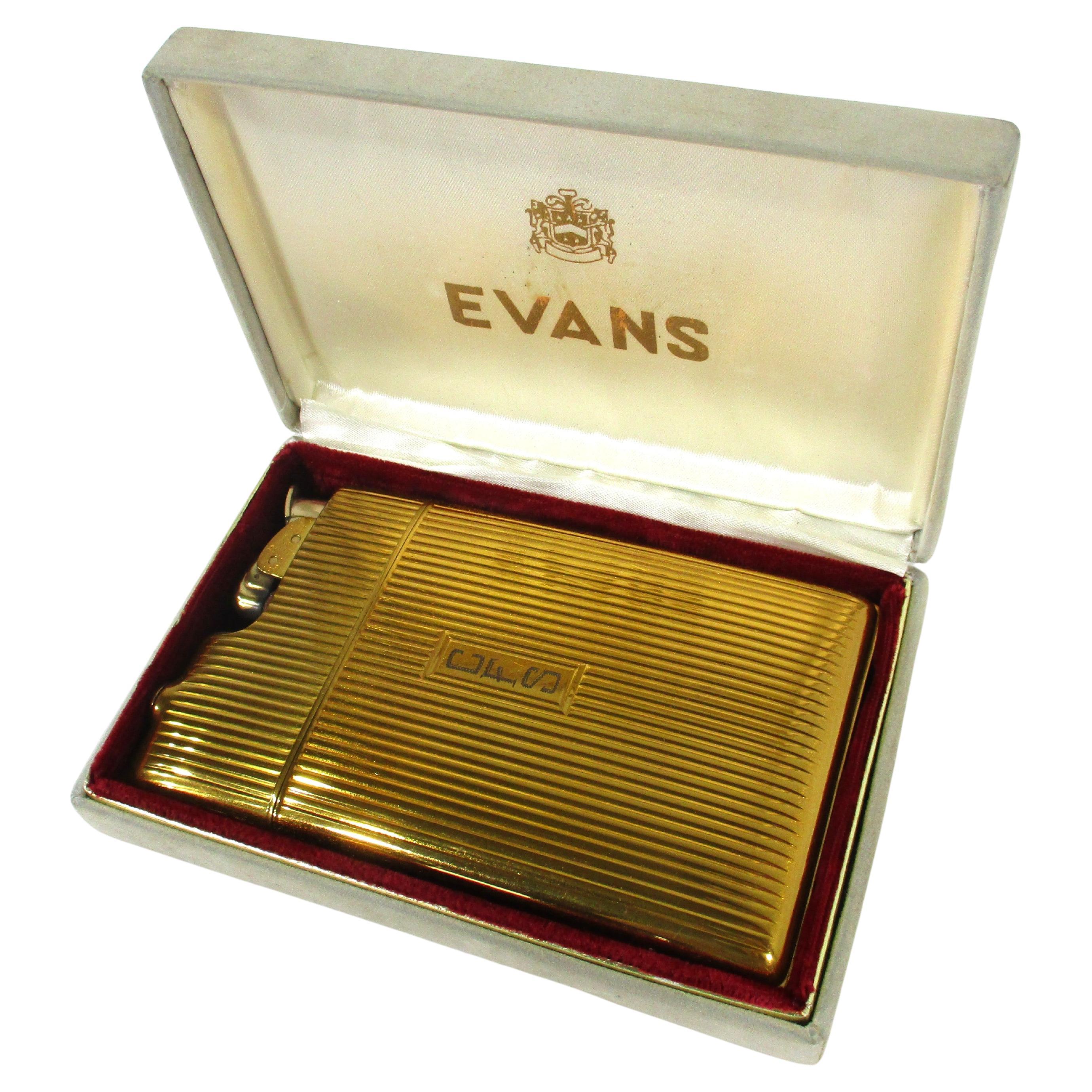 Evans Gold Toned Cigarette Case and Lighter in the style of Dunhill For Sale