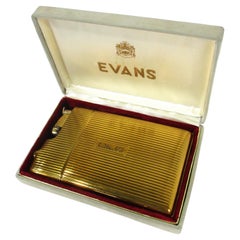 Vintage Evans Gold Toned Cigarette Case and Lighter in the style of Dunhill