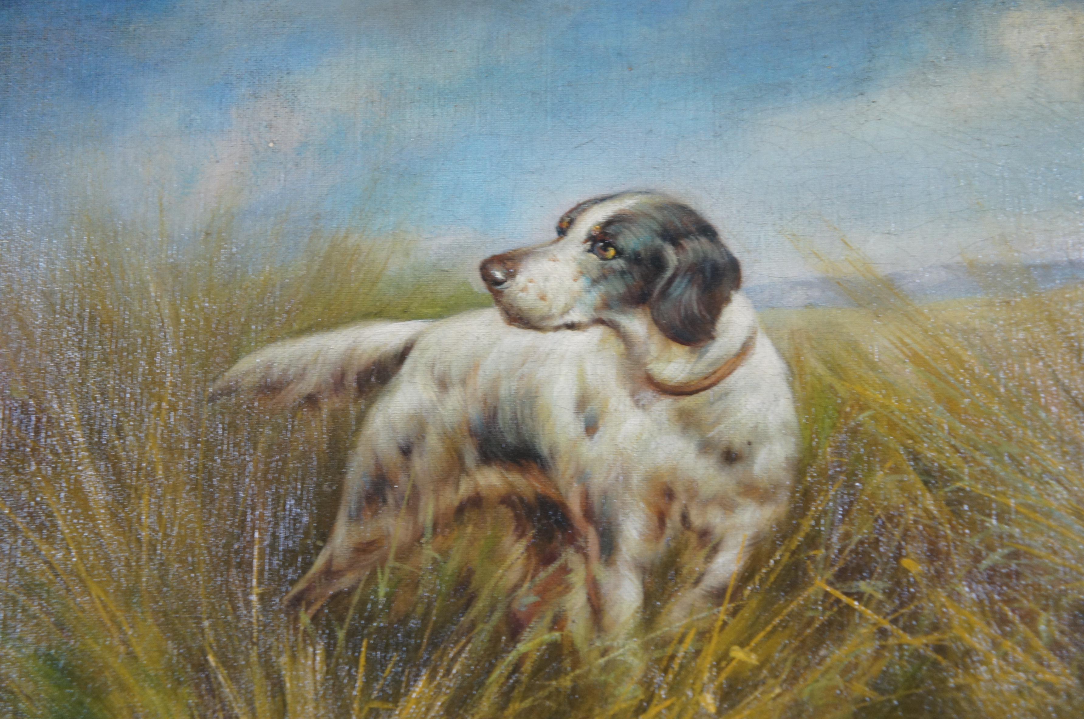 Evans Pointer Perros de Caza Paisaje Retrato Pintura al Óleo sobre Lienzo 34