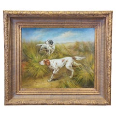 Evans Pointer Perros de Caza Paisaje Retrato Pintura al Óleo sobre Lienzo 34"