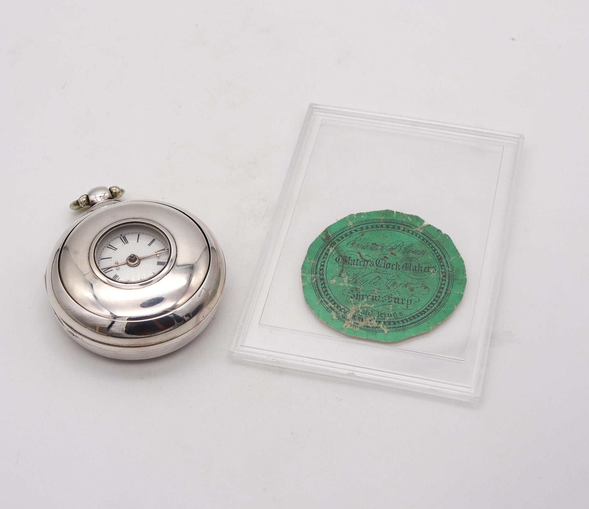 Evans Shrewsbury 1763-1856 Sterling Pair Cases Fusee Demi Hunter Pocket Watch  For Sale 5