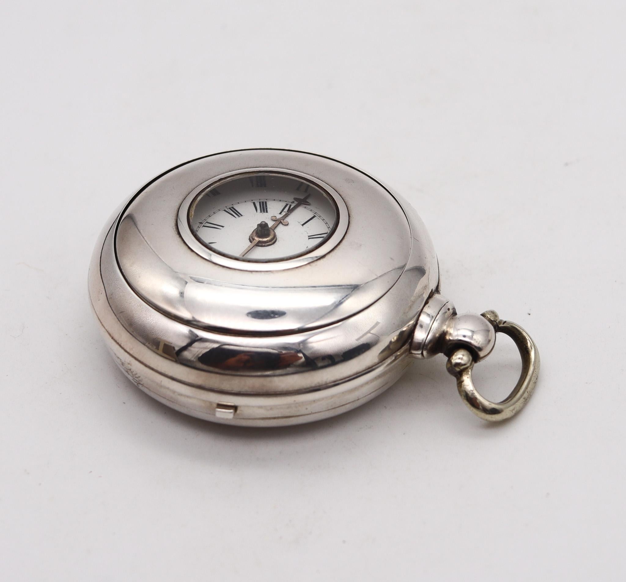 Early Victorian Evans Shrewsbury 1763-1856 Sterling Pair Cases Fusee Demi Hunter Pocket Watch  For Sale
