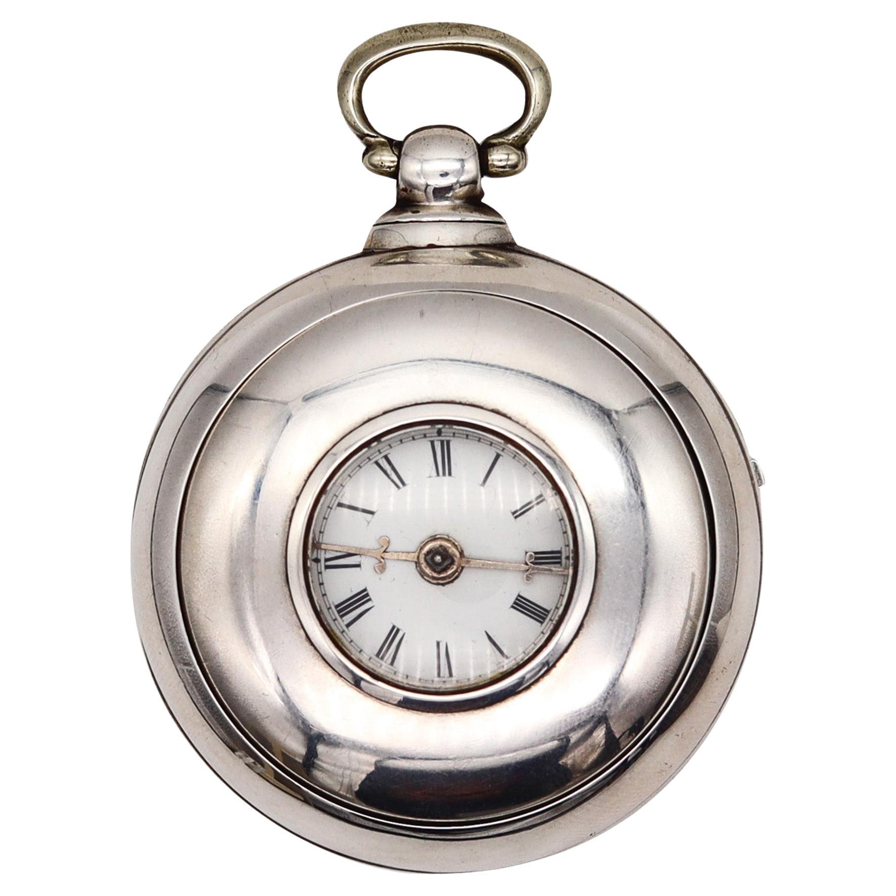 Evans Shrewsbury 1763-1856 Sterling Pair Cases Fusee Demi Hunter Pocket Watch  For Sale