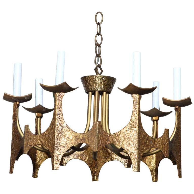 Evans Style Beautiful Unique  Brass Chandelier For Sale
