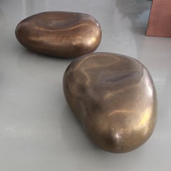 "Evasion" Collectible Sculptured Pebble Stool Seat Cast in OMG Bronze Metal