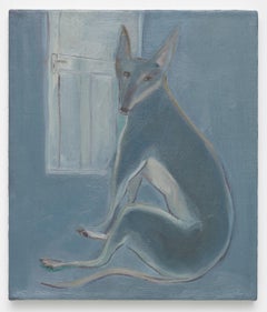 Oil Painting on Canvas, Dog Painting, Blue Colour