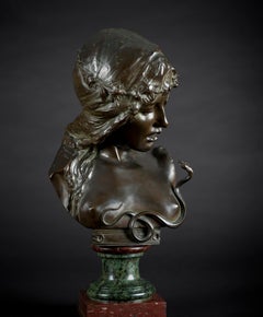 Eve and the Serpent Symbolist Bronze Sculpture by Isidore De Rudder