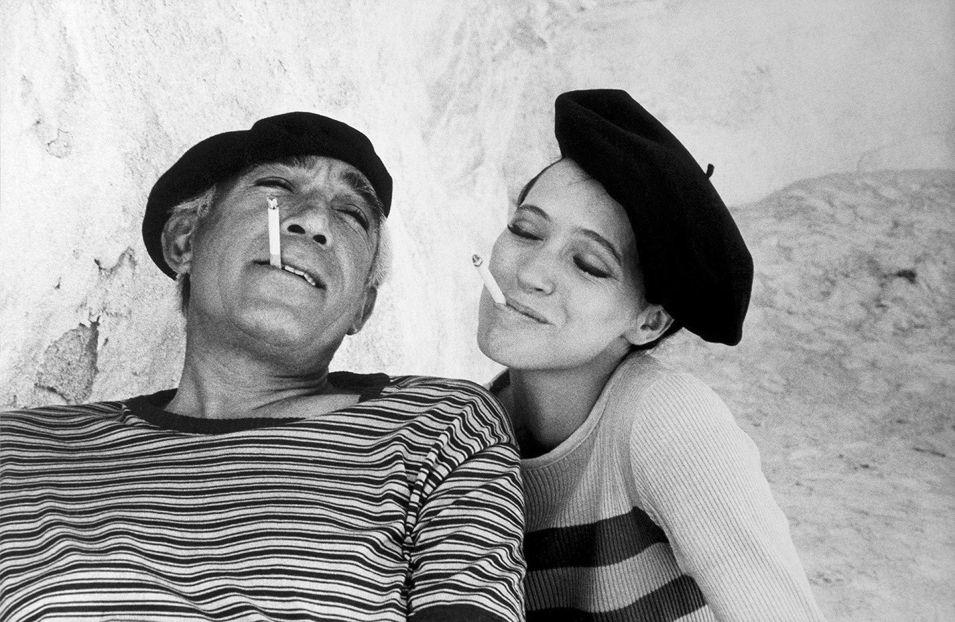 Eve Arnold Black and White Photograph - SPAIN. Mallorca. Anthony QUINN and Anna KARINA 'The Magus' 1976