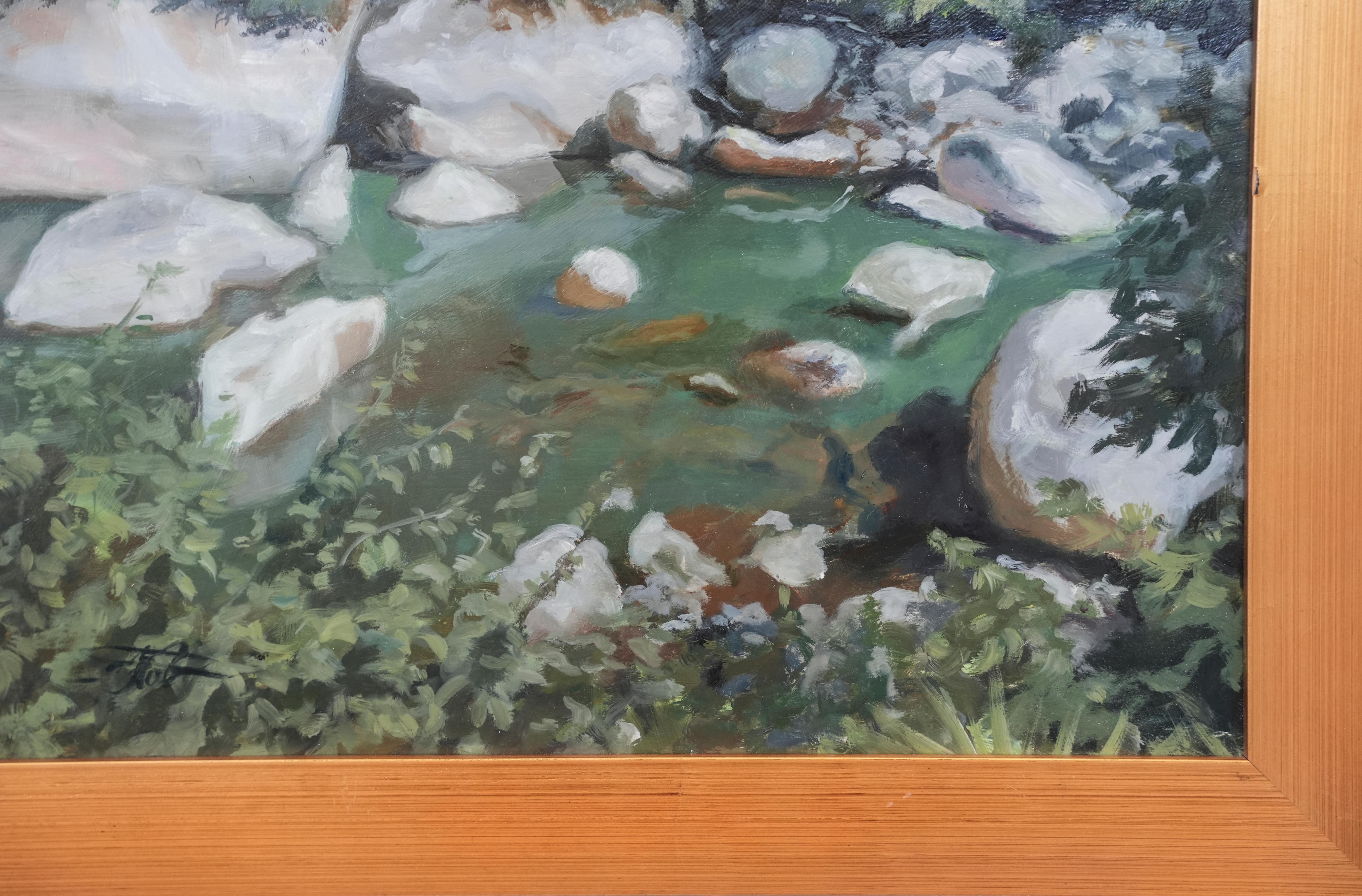 'Stony Brook ' by Eve Cornejo, Oil on Canvas Painting For Sale 4