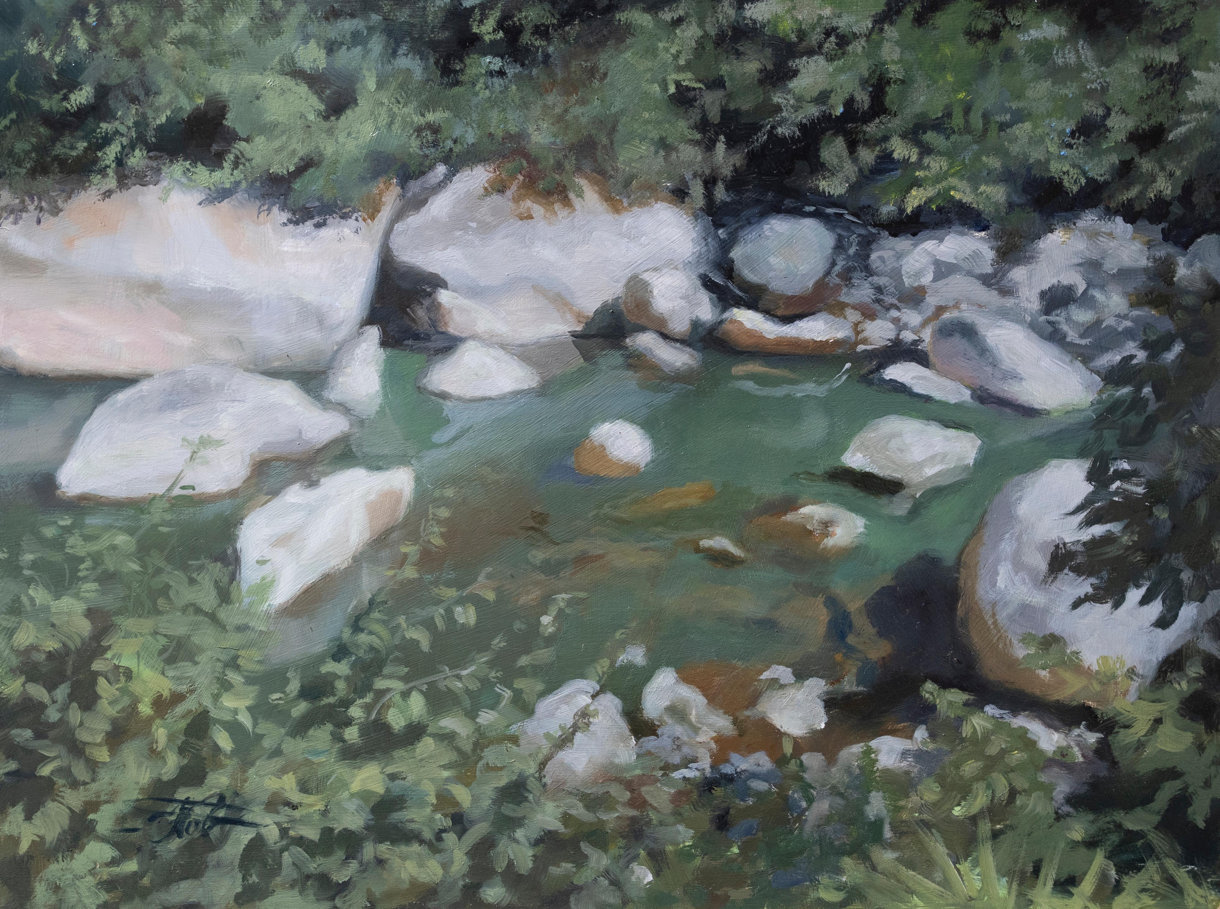 'Stony Brook ' by Eve Cornejo, Oil on Canvas Painting For Sale 6