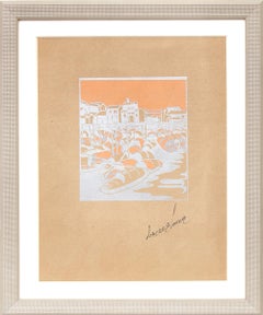 Sampans-Side by Side, Canton, Vintage 1920s Woodcut, Boats in Guangdong, China