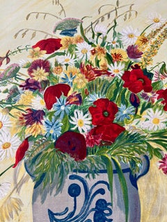 Signed Early 20th Century French Lithograph Print of Fleurs, 20.5x15.5