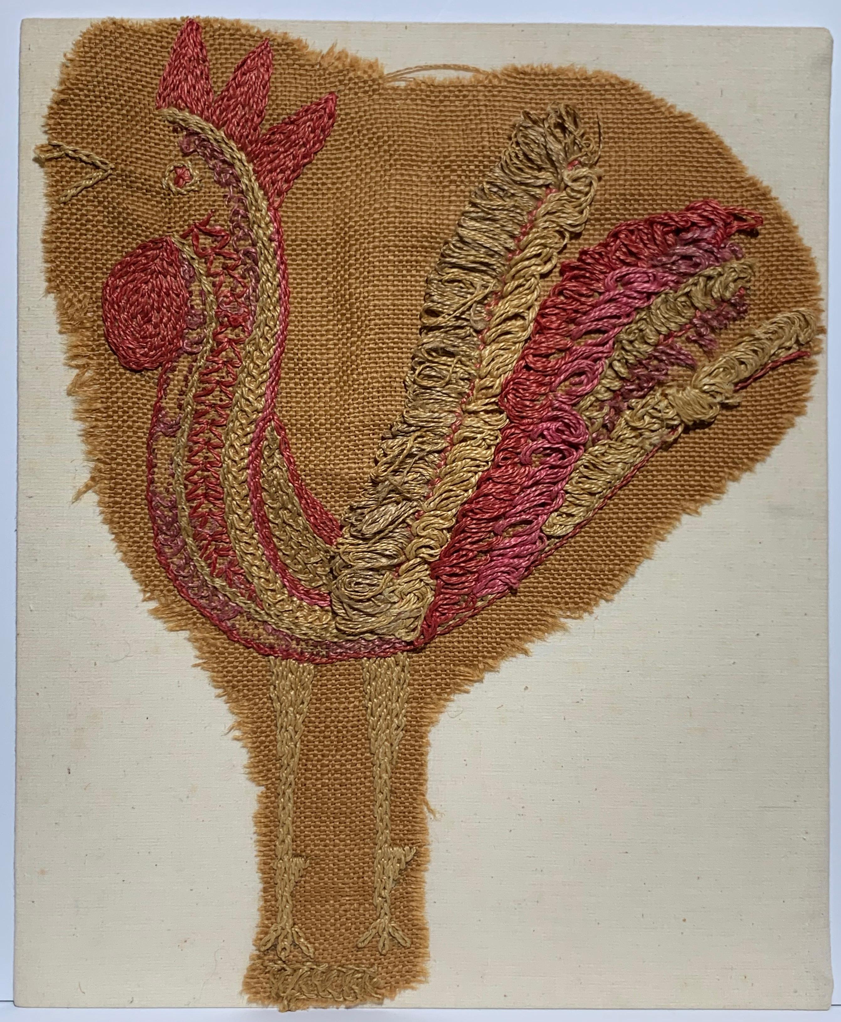 Rooster ( Mexico embroidery fabric art) - Mixed Media Art by Eve Peri