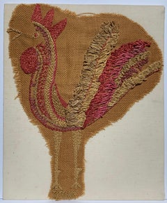 Vintage Rooster ( Mexico embroidery fabric art)