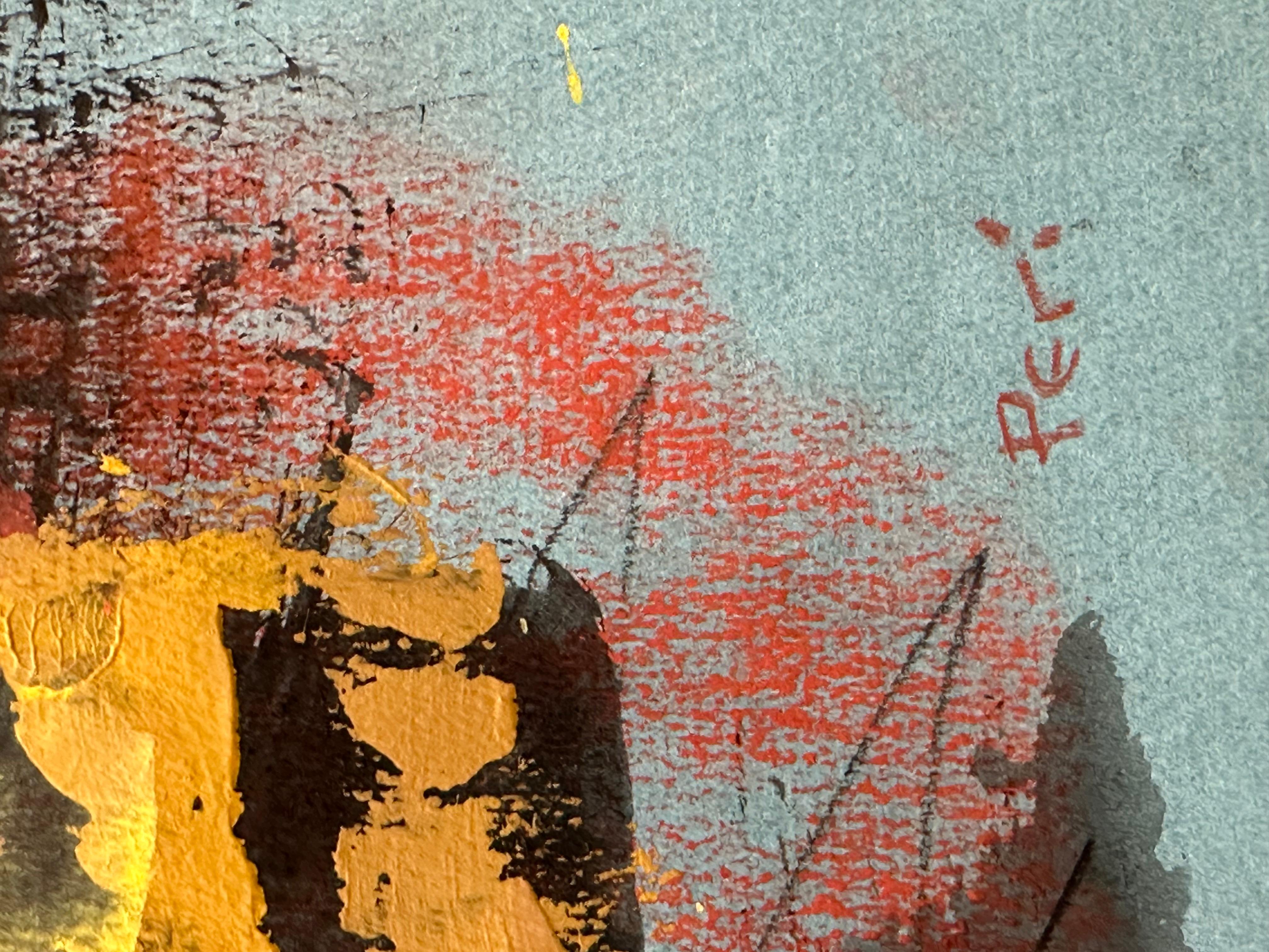 Quadro espressionista astratto senza titolo - Abstract Painting Beige di Eve Peri