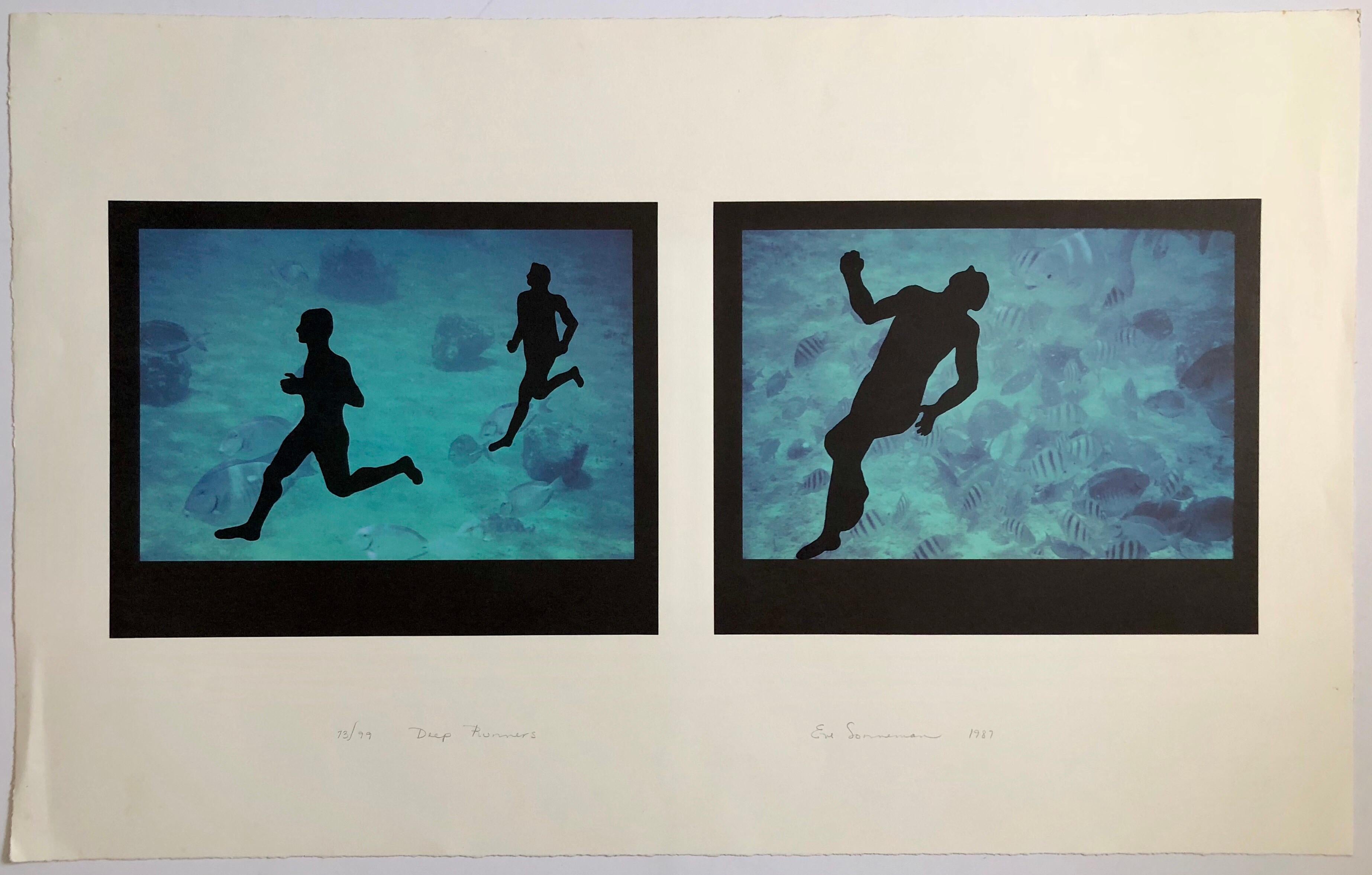 Großes Diptychon „Deep runners“ Fotografie, signierte surrealistische Fotolithographie  (Zeitgenössisch), Photograph, von Eve Sonneman
