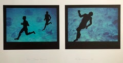 Retro Large Diptych "Deep runners" Photograph Signed Surrealist Photo Lithograph 