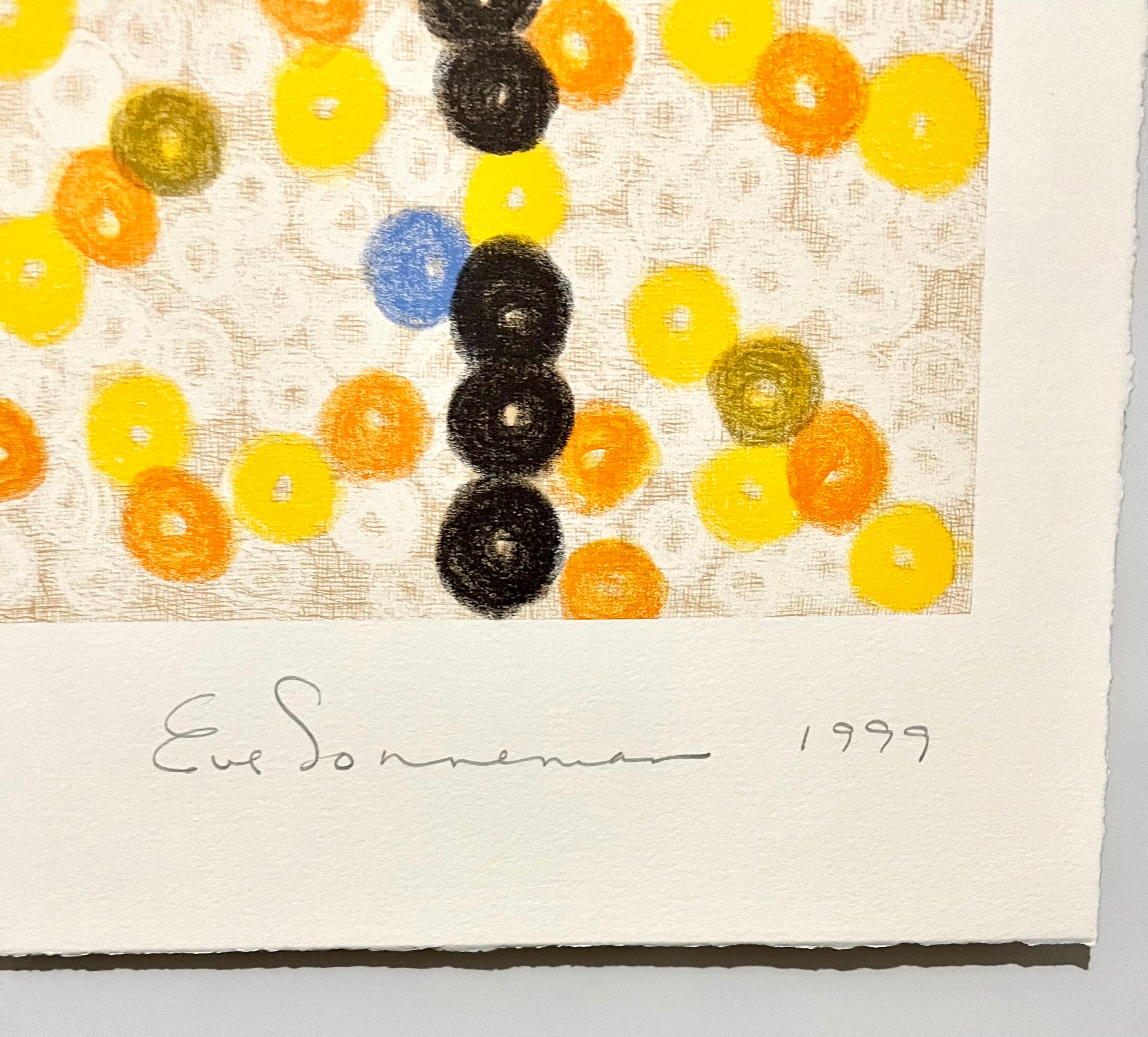 Composition de couleurs géométriques abstraites
Artiste : Eve Sonneman
Lithographie, 1999
Taille de l'image 25 x 22