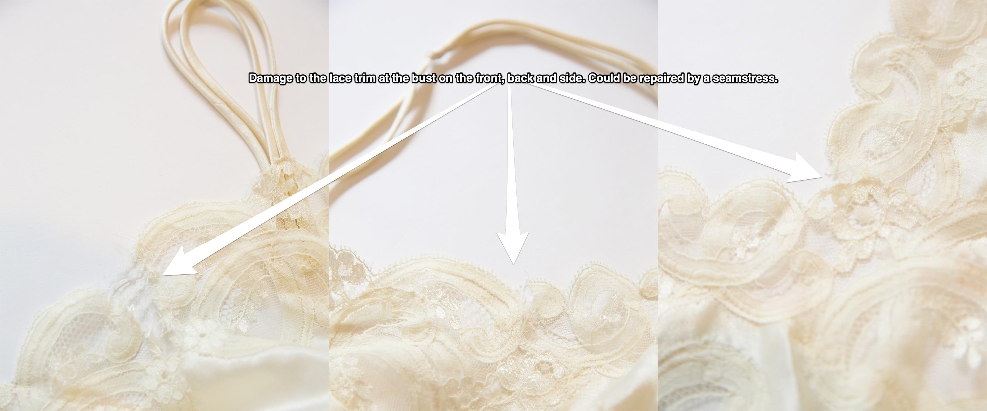 Eve Stillman vintage silk ivory cream lace slit night gown slip wedding dress 15