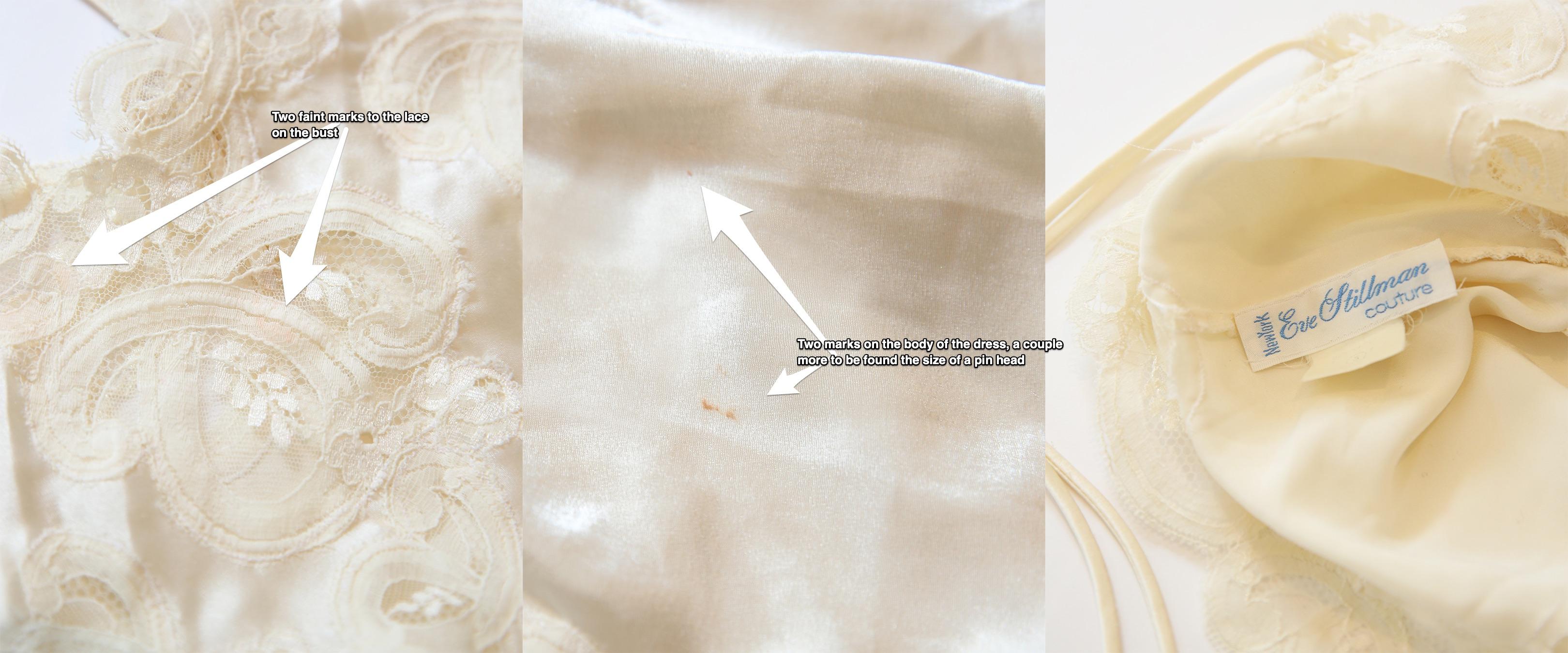 Eve Stillman vintage silk ivory cream lace slit night gown slip wedding dress 16