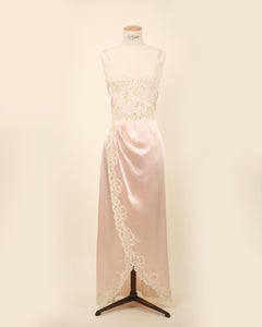 Eve Stillman vintage silk pink ivory lace slit night gown slip wedding dress