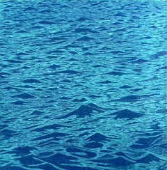 Big Seascape XII Left - Ocean Waves Impression gravée sur bois en nuances de bleu, 2015