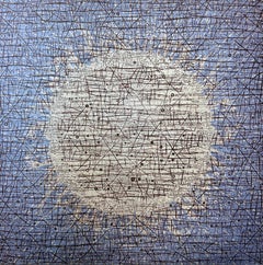 Burst Variation 160 - Stampa astratta di cerchi blu, 2025