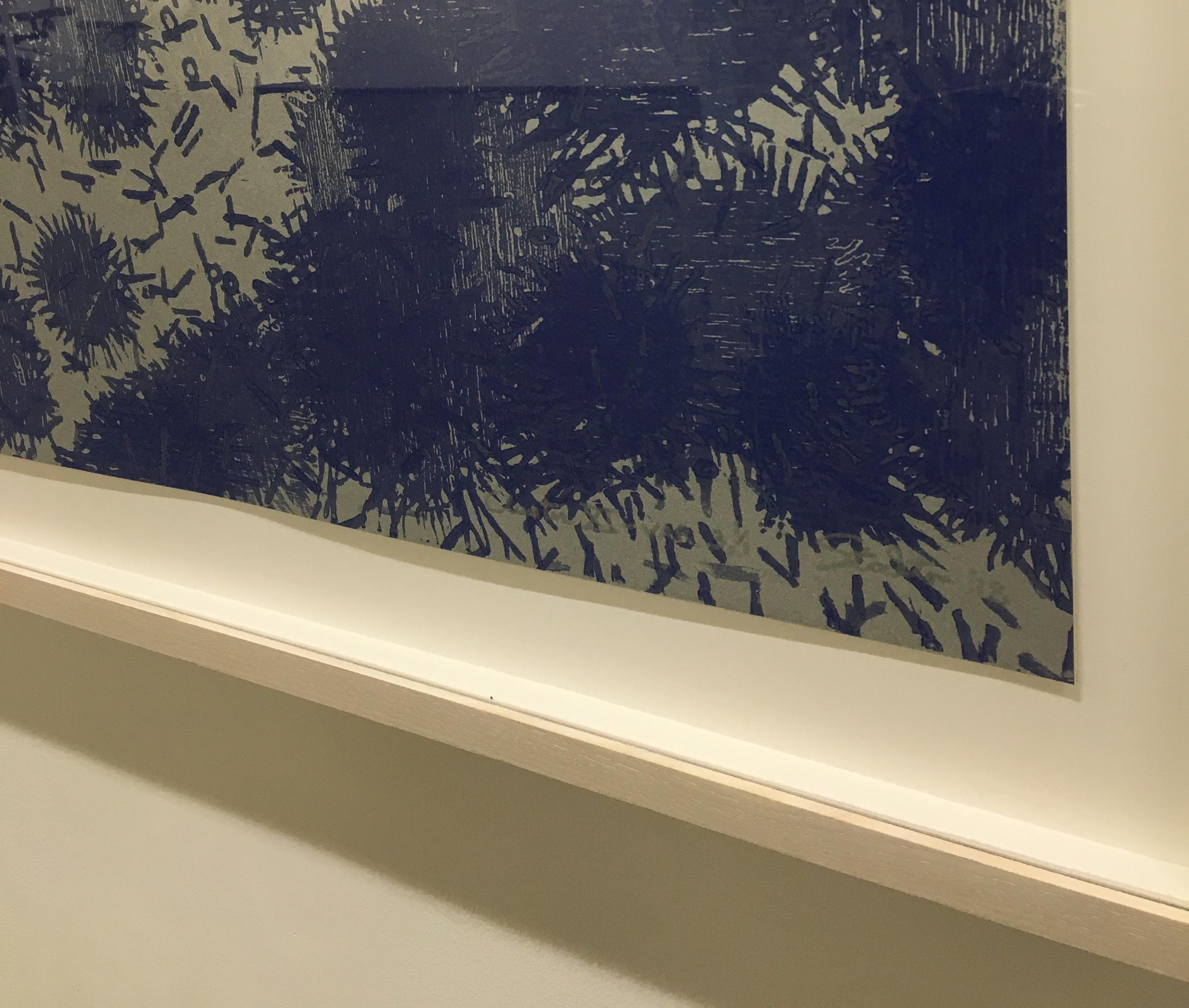 Cluster XI Three, Woodcut Print, Abstract Pattern in Navy Blue, Metallic Silver For Sale 5