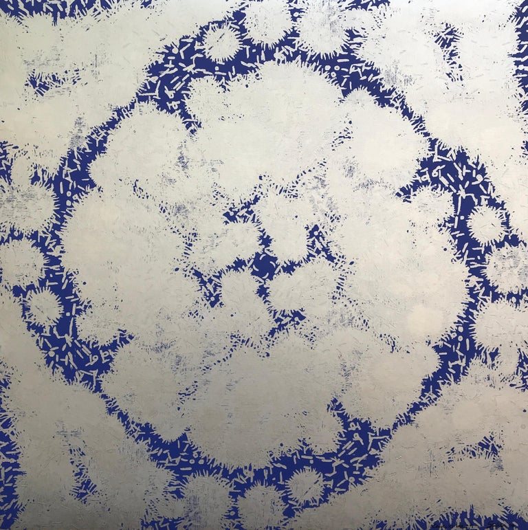 Eve Stockton - Cluster XI Two, Woodcut Print Abstract Pattern Silver ...