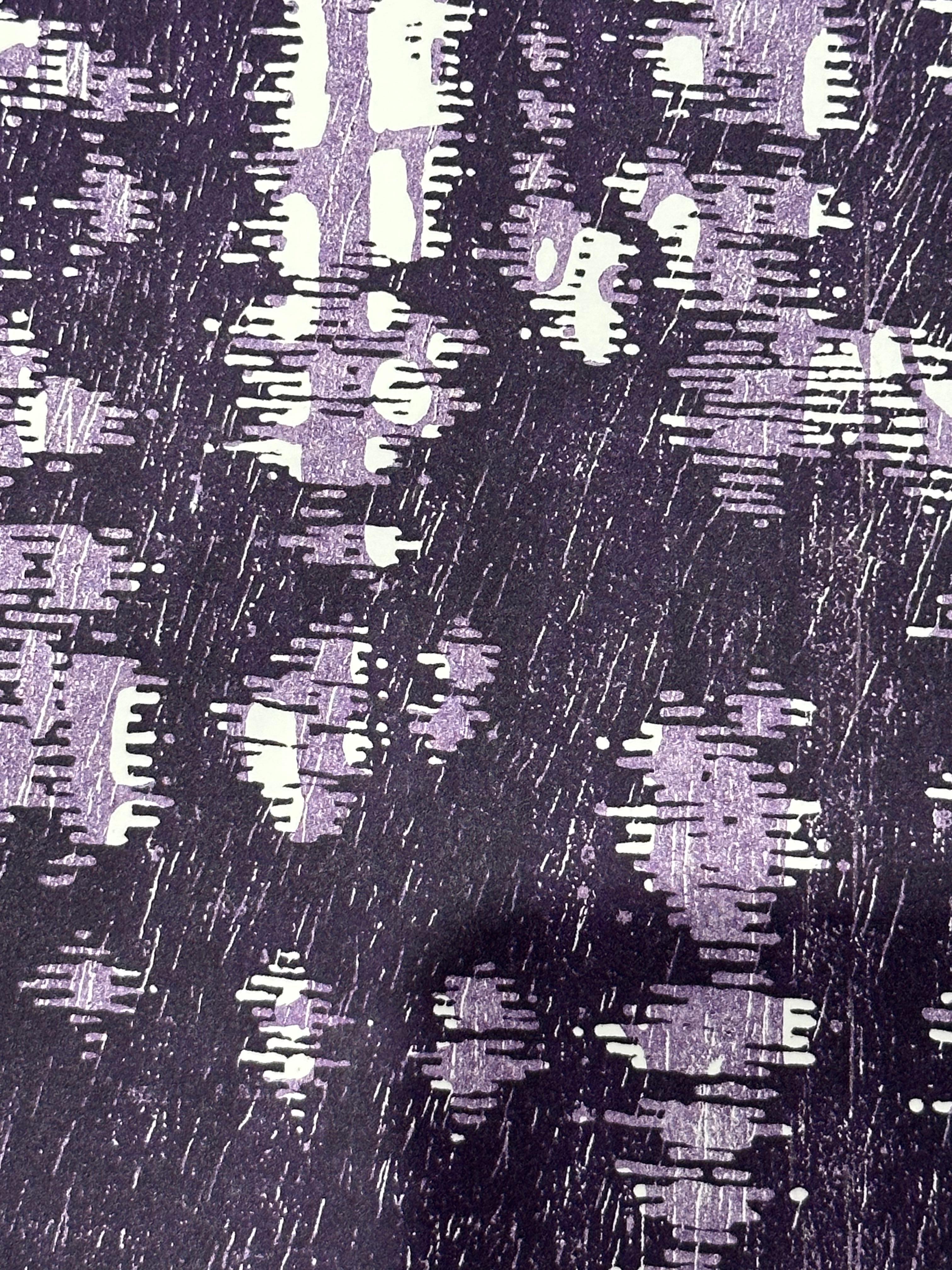 Cove Variation Two, Trees, Water, Gray, Lilac, Iris Violet Landscape For Sale 1