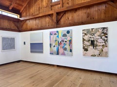 Falls Ten - Paesaggio contemporaneo di cascate in argento, grigio pallido e blu, 2022