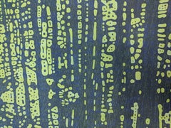Woodland Landscape IX Nine, Forest Woodcut Print in Dark Navy, Light Mint Green