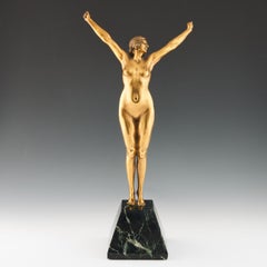 L'Eveil' a Large Art Deco Cold Painted Bronze Sculpture by Démetre Chiparus