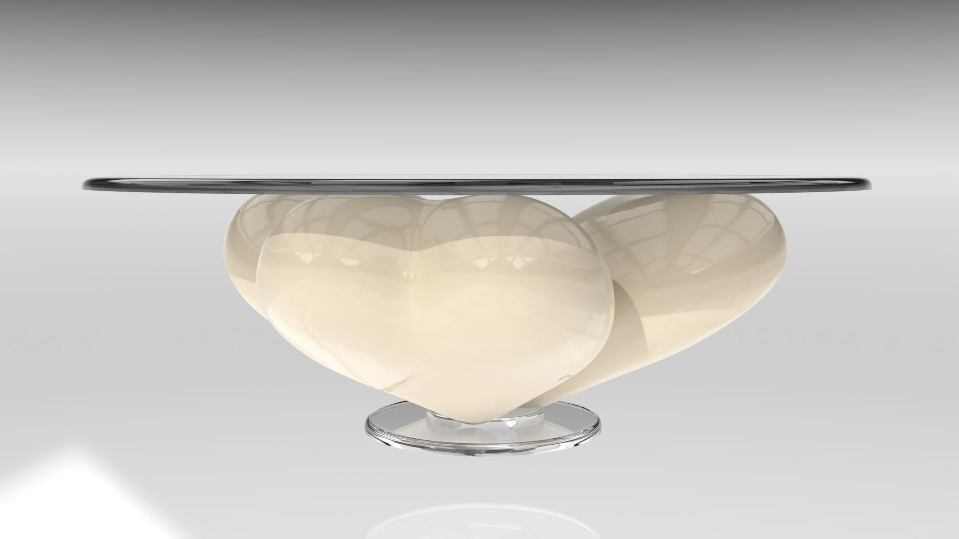 In-House Design, una casa di design visionaria, svela un capolavoro che incarna l'essenza dell'amore e dell'eleganza. Questo tavolino scultoreo è più di un semplice mobile: è una dichiarazione. Simbolo dell'amore nella sua forma più raffinata e