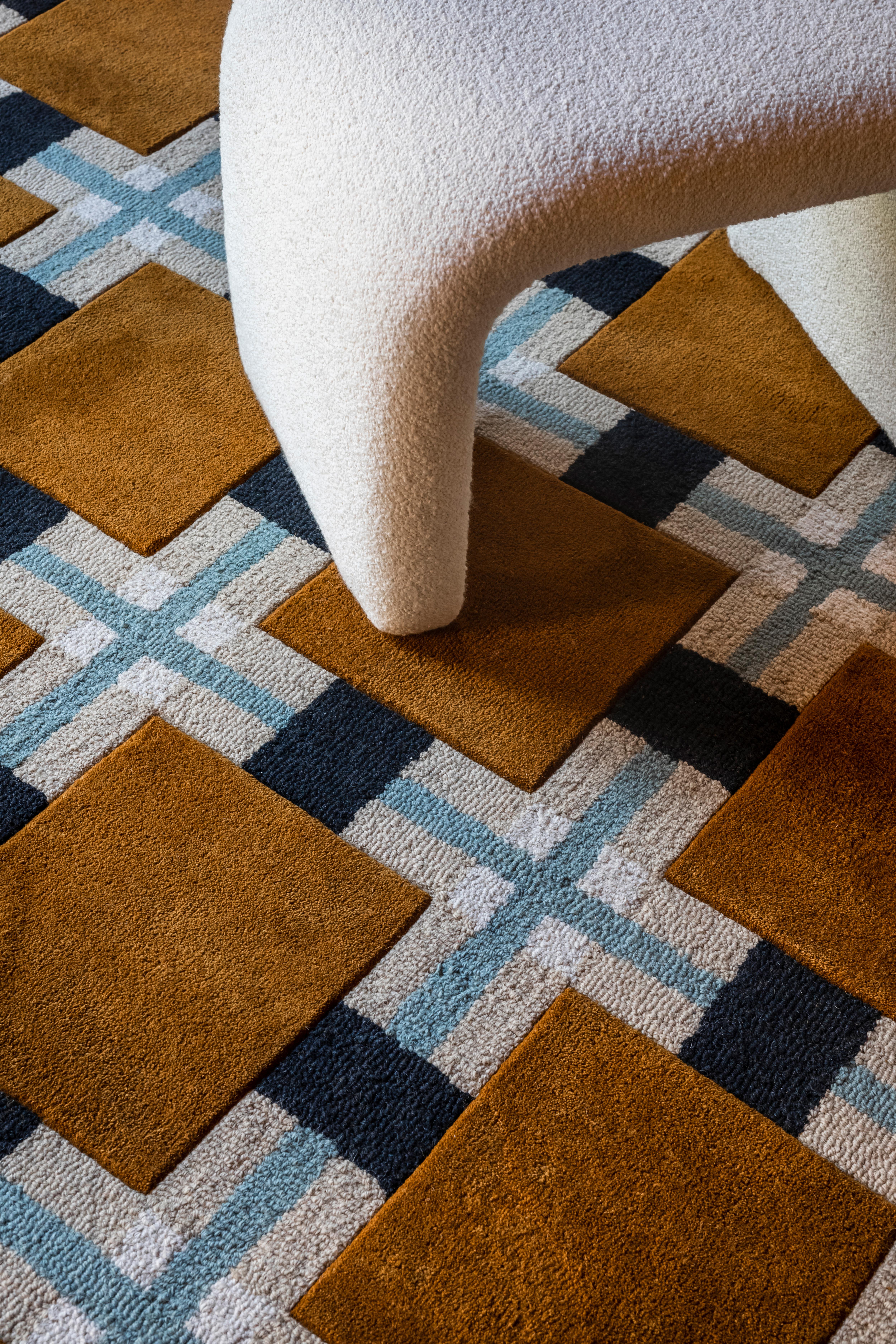 Indian Evelina Kroon Ochre Fields Wool Rug For Sale