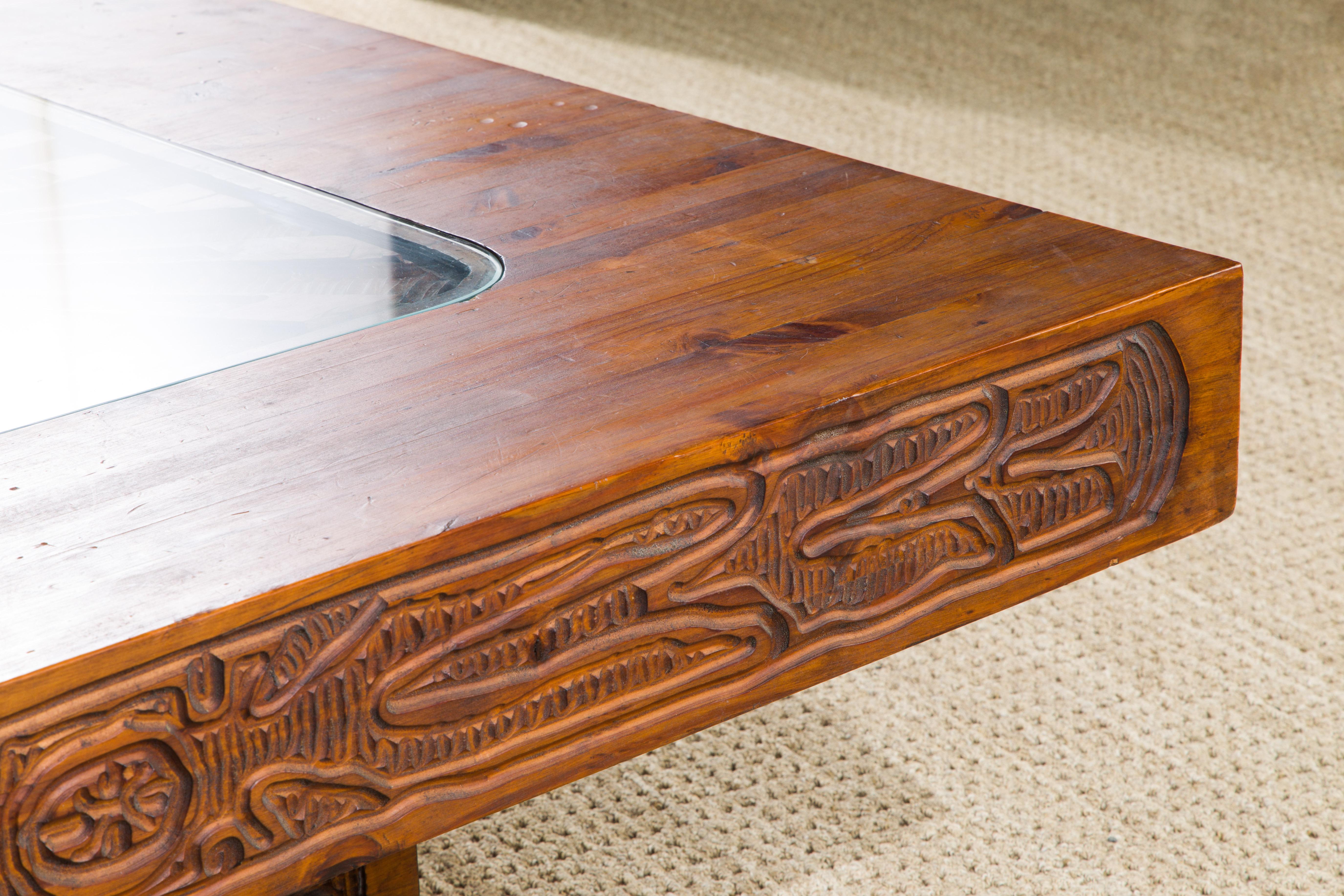 Evelyn Ackerman Attributed Mexican Modern Carved Wood Coffee Table, circa 1970s 9