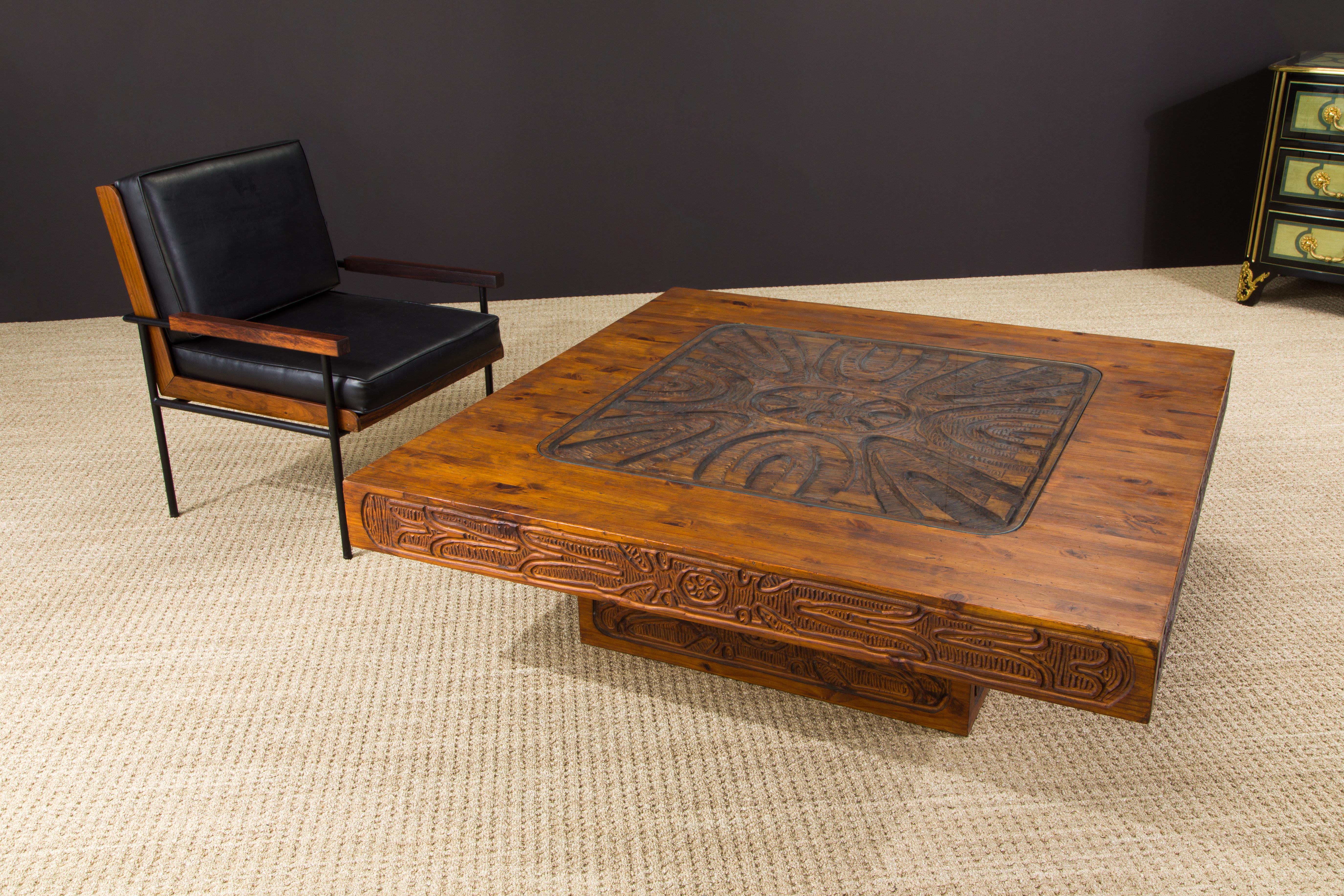 Evelyn Ackerman Attributed Mexican Modern Carved Wood Coffee Table, circa 1970s 10