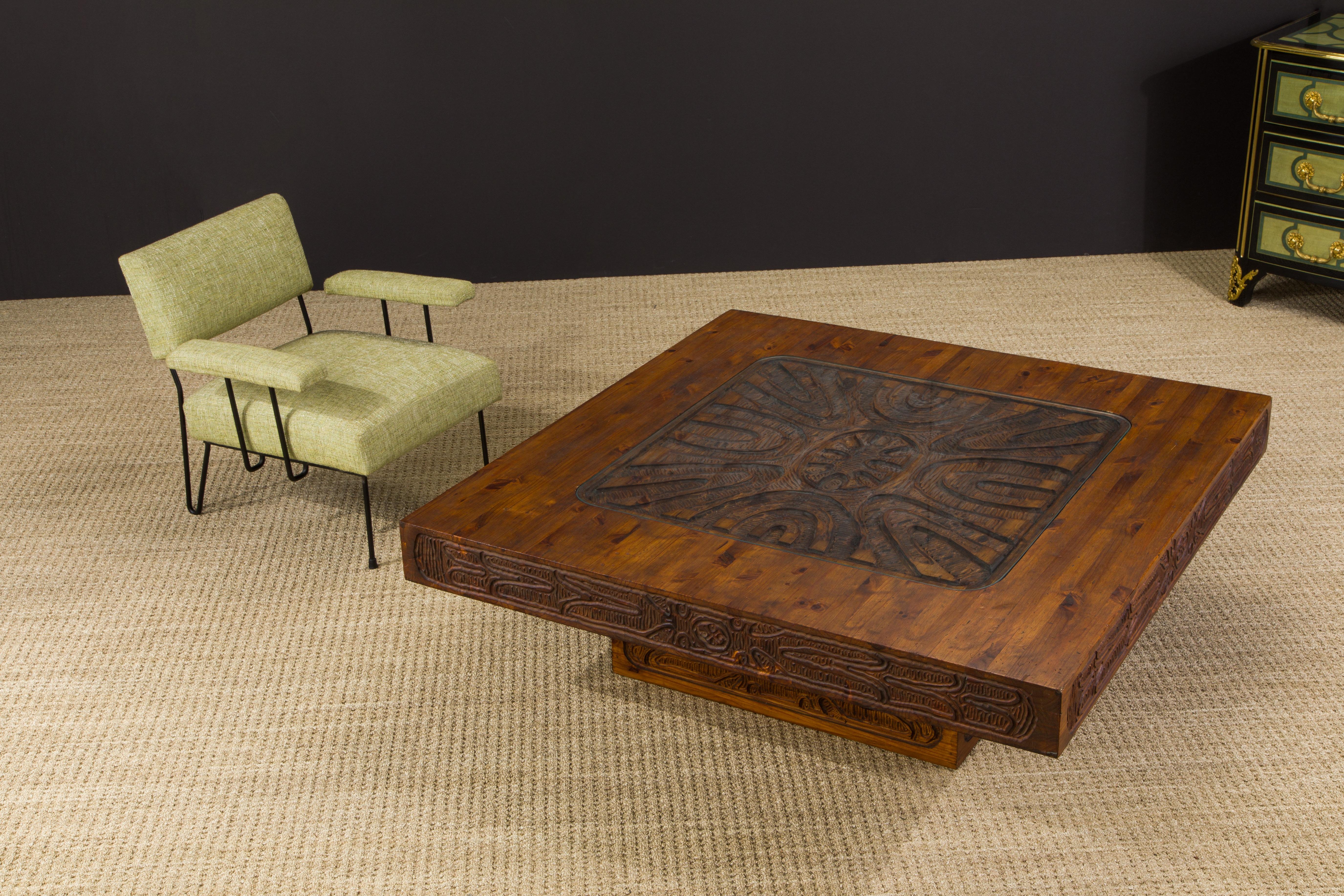 Evelyn Ackerman Attributed Mexican Modern Carved Wood Coffee Table, circa 1970s 13